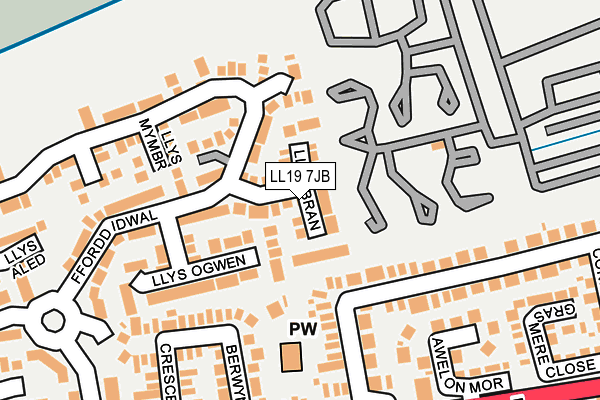 LL19 7JB map - OS OpenMap – Local (Ordnance Survey) LL19 7JB map - OS OpenMap – Local (Ordnance Survey)