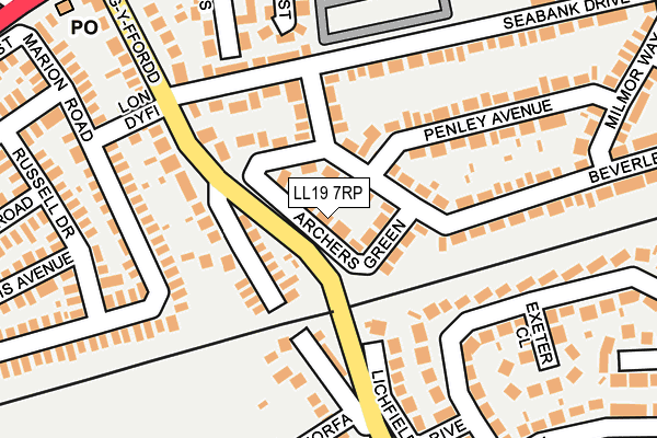 LL19 7RP map - OS OpenMap – Local (Ordnance Survey) LL19 7RP map - OS OpenMap – Local (Ordnance Survey)