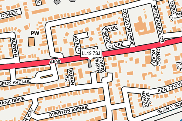 LL19 7SJ map - OS OpenMap – Local (Ordnance Survey) LL19 7SJ map - OS OpenMap – Local (Ordnance Survey)
