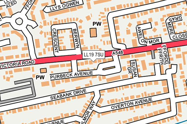 LL19 7SU map - OS OpenMap – Local (Ordnance Survey) LL19 7SU map - OS OpenMap – Local (Ordnance Survey)