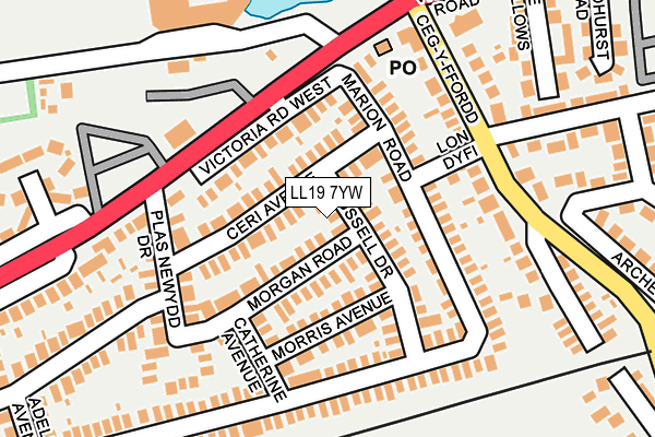LL19 7YW map - OS OpenMap – Local (Ordnance Survey) LL19 7YW map - OS OpenMap – Local (Ordnance Survey)