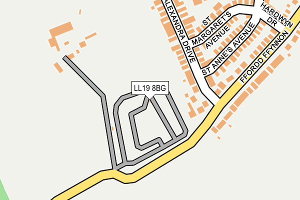 LL19 8BG map - OS OpenMap – Local (Ordnance Survey) LL19 8BG map - OS OpenMap – Local (Ordnance Survey)