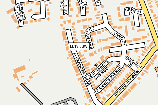 LL19 8BW map - OS OpenMap – Local (Ordnance Survey) LL19 8BW map - OS OpenMap – Local (Ordnance Survey)