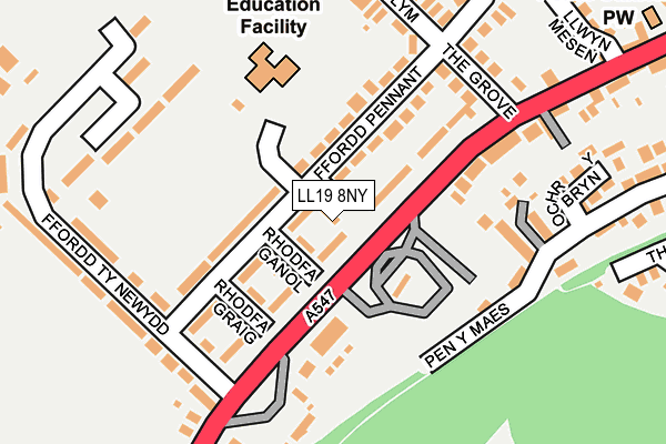 LL19 8NY map - OS OpenMap – Local (Ordnance Survey) LL19 8NY map - OS OpenMap – Local (Ordnance Survey)