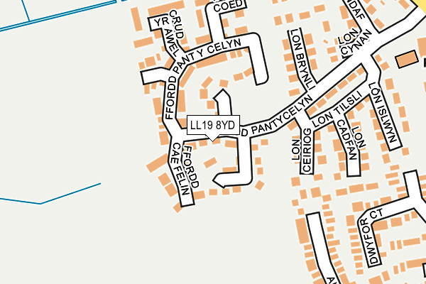 LL19 8YD map - OS OpenMap – Local (Ordnance Survey) LL19 8YD map - OS OpenMap – Local (Ordnance Survey)