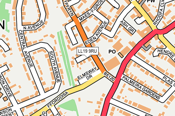 LL19 9RU map - OS OpenMap – Local (Ordnance Survey) LL19 9RU map - OS OpenMap – Local (Ordnance Survey)