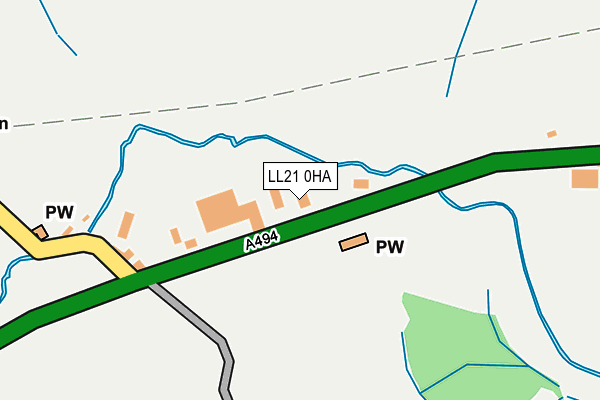 LL21 0HA map - OS OpenMap – Local (Ordnance Survey) LL21 0HA map - OS OpenMap – Local (Ordnance Survey)