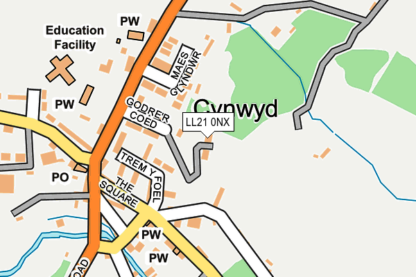 LL21 0NX map - OS OpenMap – Local (Ordnance Survey) LL21 0NX map - OS OpenMap – Local (Ordnance Survey)