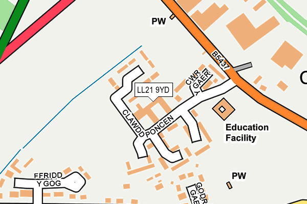 LL21 9YD map - OS OpenMap – Local (Ordnance Survey) LL21 9YD map - OS OpenMap – Local (Ordnance Survey)