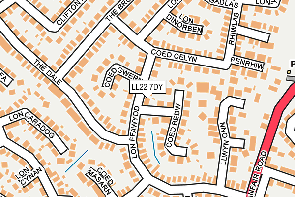 LL22 7DY map - OS OpenMap – Local (Ordnance Survey) LL22 7DY map - OS OpenMap – Local (Ordnance Survey)