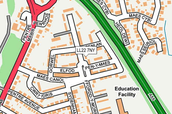 LL22 7NY map - OS OpenMap – Local (Ordnance Survey) LL22 7NY map - OS OpenMap – Local (Ordnance Survey)