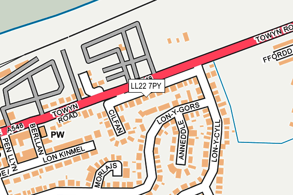 LL22 7PY map - OS OpenMap – Local (Ordnance Survey) LL22 7PY map - OS OpenMap – Local (Ordnance Survey)