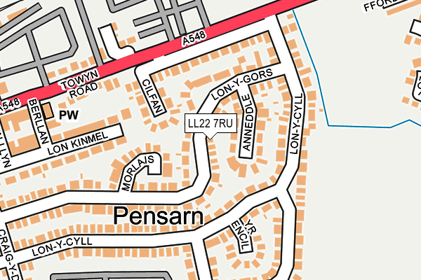 LL22 7RU map - OS OpenMap – Local (Ordnance Survey) LL22 7RU map - OS OpenMap – Local (Ordnance Survey)