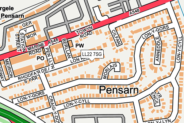 LL22 7SG map - OS OpenMap – Local (Ordnance Survey) LL22 7SG map - OS OpenMap – Local (Ordnance Survey)