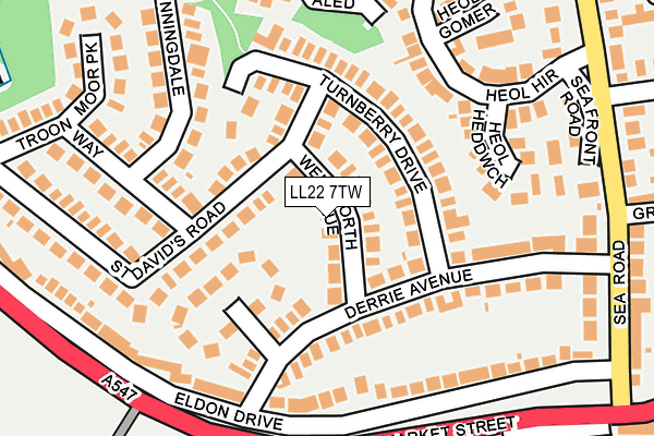 LL22 7TW map - OS OpenMap – Local (Ordnance Survey) LL22 7TW map - OS OpenMap – Local (Ordnance Survey)