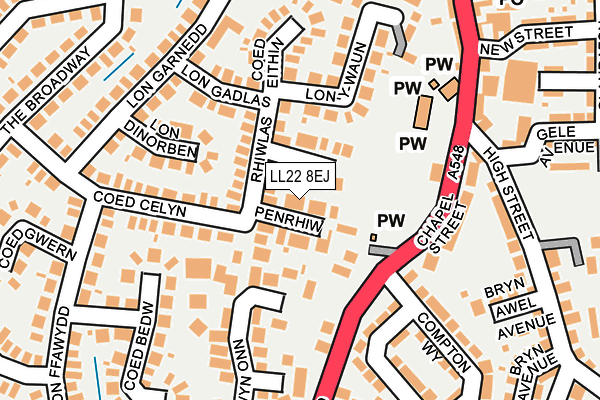 LL22 8EJ map - OS OpenMap – Local (Ordnance Survey) LL22 8EJ map - OS OpenMap – Local (Ordnance Survey)