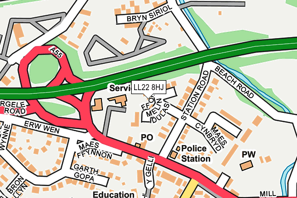 LL22 8HJ map - OS OpenMap – Local (Ordnance Survey) LL22 8HJ map - OS OpenMap – Local (Ordnance Survey)