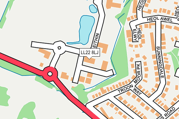 LL22 8LJ map - OS OpenMap – Local (Ordnance Survey) LL22 8LJ map - OS OpenMap – Local (Ordnance Survey)