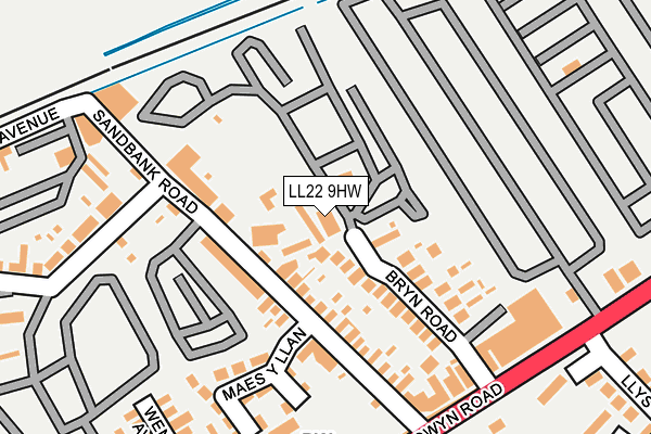 LL22 9HW map - OS OpenMap – Local (Ordnance Survey) LL22 9HW map - OS OpenMap – Local (Ordnance Survey)