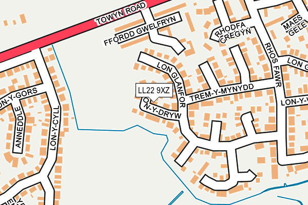 LL22 9XZ map - OS OpenMap – Local (Ordnance Survey) LL22 9XZ map - OS OpenMap – Local (Ordnance Survey)