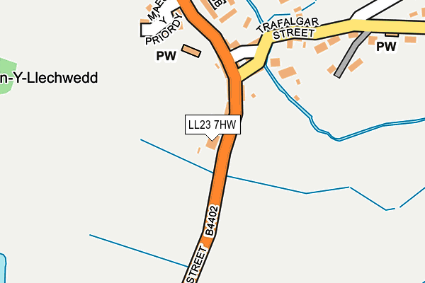LL23 7HW map - OS OpenMap – Local (Ordnance Survey) LL23 7HW map - OS OpenMap – Local (Ordnance Survey)