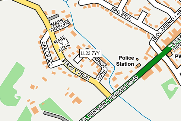 LL23 7YY map - OS OpenMap – Local (Ordnance Survey) LL23 7YY map - OS OpenMap – Local (Ordnance Survey)