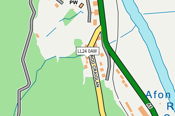 LL24 0AW map - OS OpenMap – Local (Ordnance Survey) LL24 0AW map - OS OpenMap – Local (Ordnance Survey)