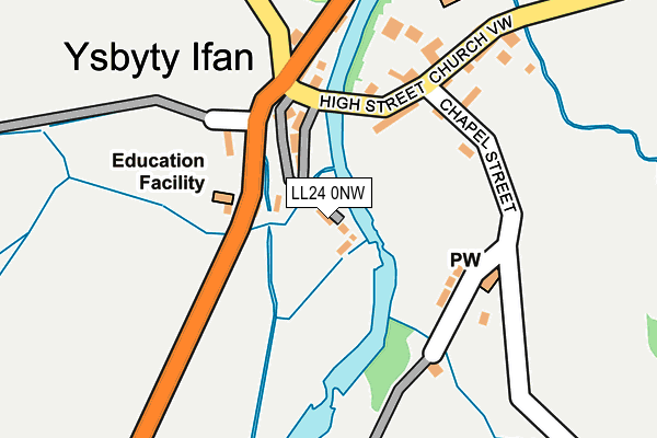 LL24 0NW map - OS OpenMap – Local (Ordnance Survey) LL24 0NW map - OS OpenMap – Local (Ordnance Survey)