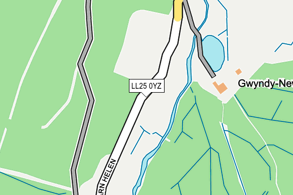 LL25 0YZ map - OS OpenMap – Local (Ordnance Survey) LL25 0YZ map - OS OpenMap – Local (Ordnance Survey)