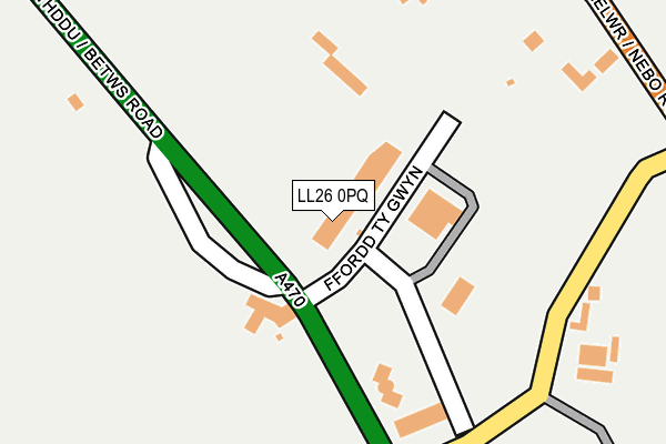 LL26 0PQ map - OS OpenMap – Local (Ordnance Survey) LL26 0PQ map - OS OpenMap – Local (Ordnance Survey)