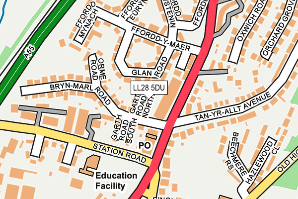 LL28 5DU map - OS OpenMap – Local (Ordnance Survey) LL28 5DU map - OS OpenMap – Local (Ordnance Survey)