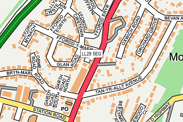 LL28 5EG map - OS OpenMap – Local (Ordnance Survey) LL28 5EG map - OS OpenMap – Local (Ordnance Survey)