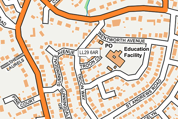 LL29 6AR map - OS OpenMap – Local (Ordnance Survey) LL29 6AR map - OS OpenMap – Local (Ordnance Survey)