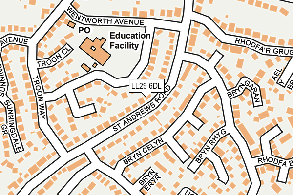 LL29 6DL map - OS OpenMap – Local (Ordnance Survey)