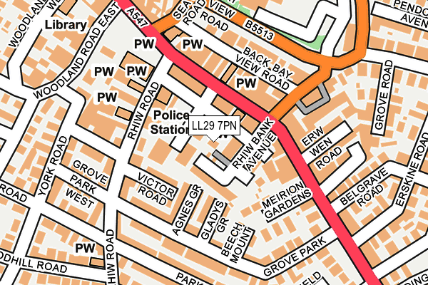 LL29 7PN map - OS OpenMap – Local (Ordnance Survey)