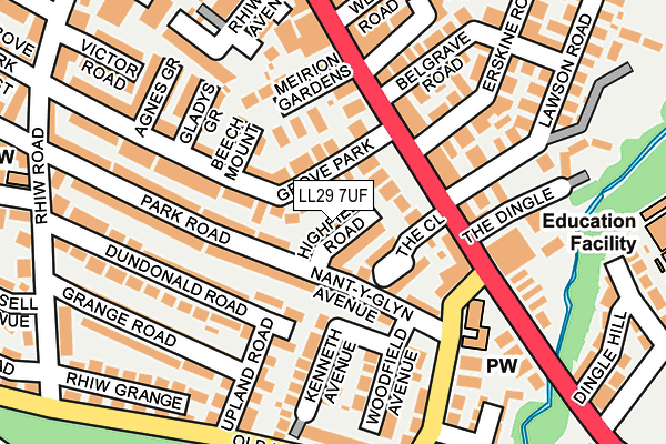 LL29 7UF map - OS OpenMap – Local (Ordnance Survey) LL29 7UF map - OS OpenMap – Local (Ordnance Survey)