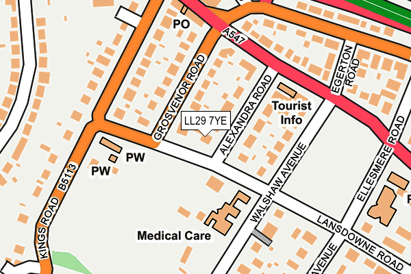 LL29 7YE map - OS OpenMap – Local (Ordnance Survey) LL29 7YE map - OS OpenMap – Local (Ordnance Survey)