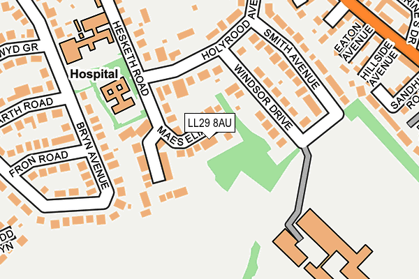 LL29 8AU map - OS OpenMap – Local (Ordnance Survey) LL29 8AU map - OS OpenMap – Local (Ordnance Survey)