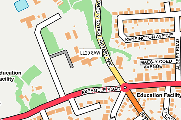 LL29 8AW map - OS OpenMap – Local (Ordnance Survey) LL29 8AW map - OS OpenMap – Local (Ordnance Survey)