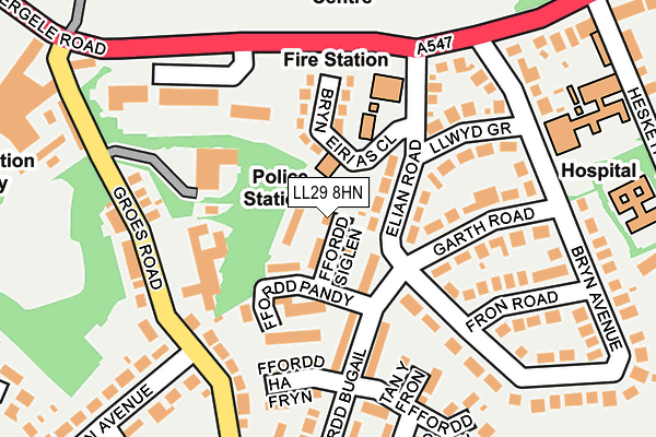 LL29 8HN map - OS OpenMap – Local (Ordnance Survey) LL29 8HN map - OS OpenMap – Local (Ordnance Survey)
