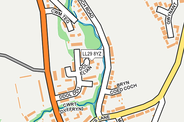 LL29 8YZ map - OS OpenMap – Local (Ordnance Survey) LL29 8YZ map - OS OpenMap – Local (Ordnance Survey)