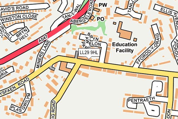 LL29 9HL map - OS OpenMap – Local (Ordnance Survey) LL29 9HL map - OS OpenMap – Local (Ordnance Survey)
