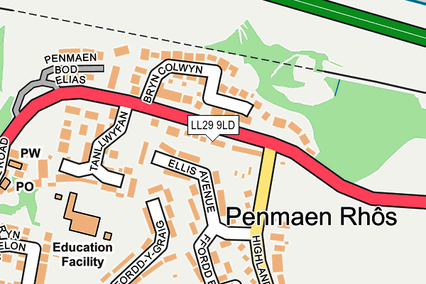 LL29 9LD map - OS OpenMap – Local (Ordnance Survey) LL29 9LD map - OS OpenMap – Local (Ordnance Survey)