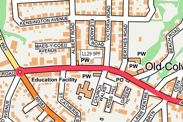 LL29 9PF map - OS OpenMap – Local (Ordnance Survey) LL29 9PF map - OS OpenMap – Local (Ordnance Survey)