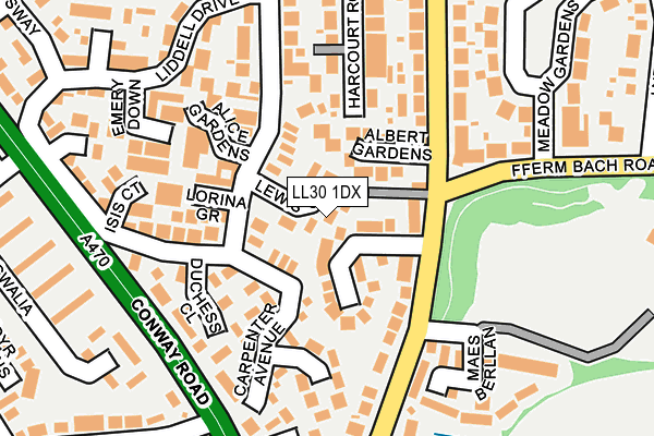 LL30 1DX map - OS OpenMap – Local (Ordnance Survey) LL30 1DX map - OS OpenMap – Local (Ordnance Survey)