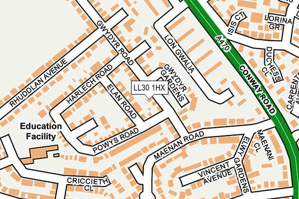 LL30 1HX map - OS OpenMap – Local (Ordnance Survey) LL30 1HX map - OS OpenMap – Local (Ordnance Survey)