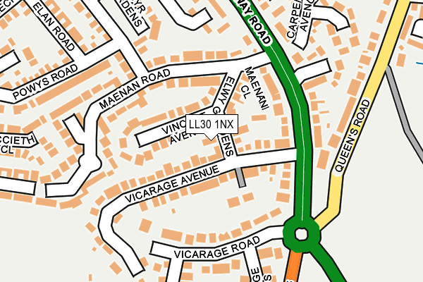 LL30 1NX map - OS OpenMap – Local (Ordnance Survey) LL30 1NX map - OS OpenMap – Local (Ordnance Survey)