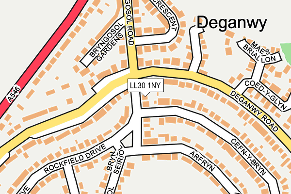 LL30 1NY map - OS OpenMap – Local (Ordnance Survey) LL30 1NY map - OS OpenMap – Local (Ordnance Survey)