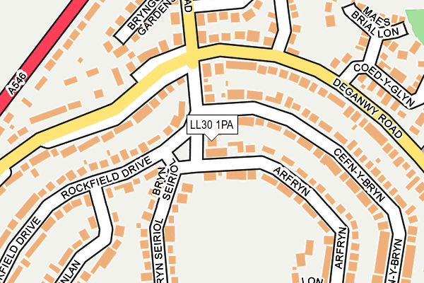LL30 1PA map - OS OpenMap – Local (Ordnance Survey) LL30 1PA map - OS OpenMap – Local (Ordnance Survey)