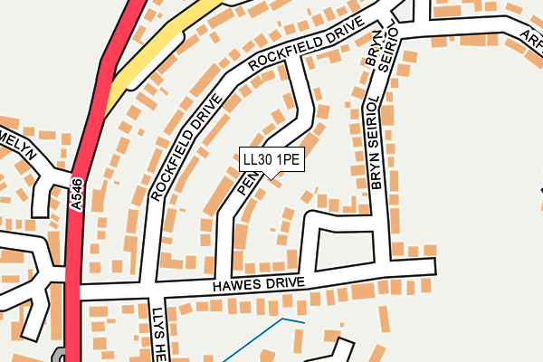 LL30 1PE map - OS OpenMap – Local (Ordnance Survey) LL30 1PE map - OS OpenMap – Local (Ordnance Survey)
